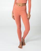 Essential Crossover High Waist Tights Coral Pink