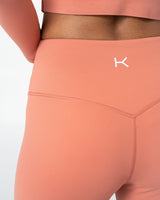 Essential Crossover High Waist Tights Coral Pink