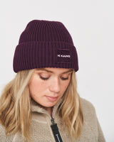 Ribbed Cotton Beanie Dark Berry