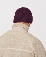 Ribbed Cotton Beanie Dark Berry