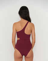 Swimsuit One Shoulder Dark Berry