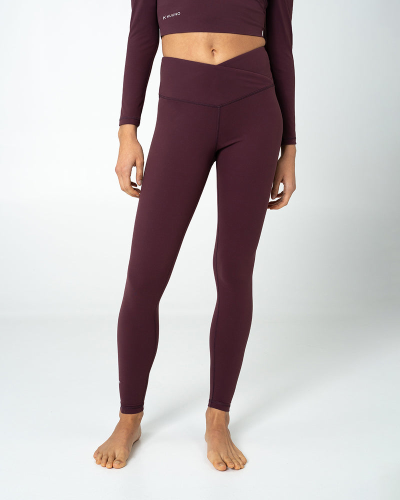 Essential Crossover High Waist Tights Dark Berry