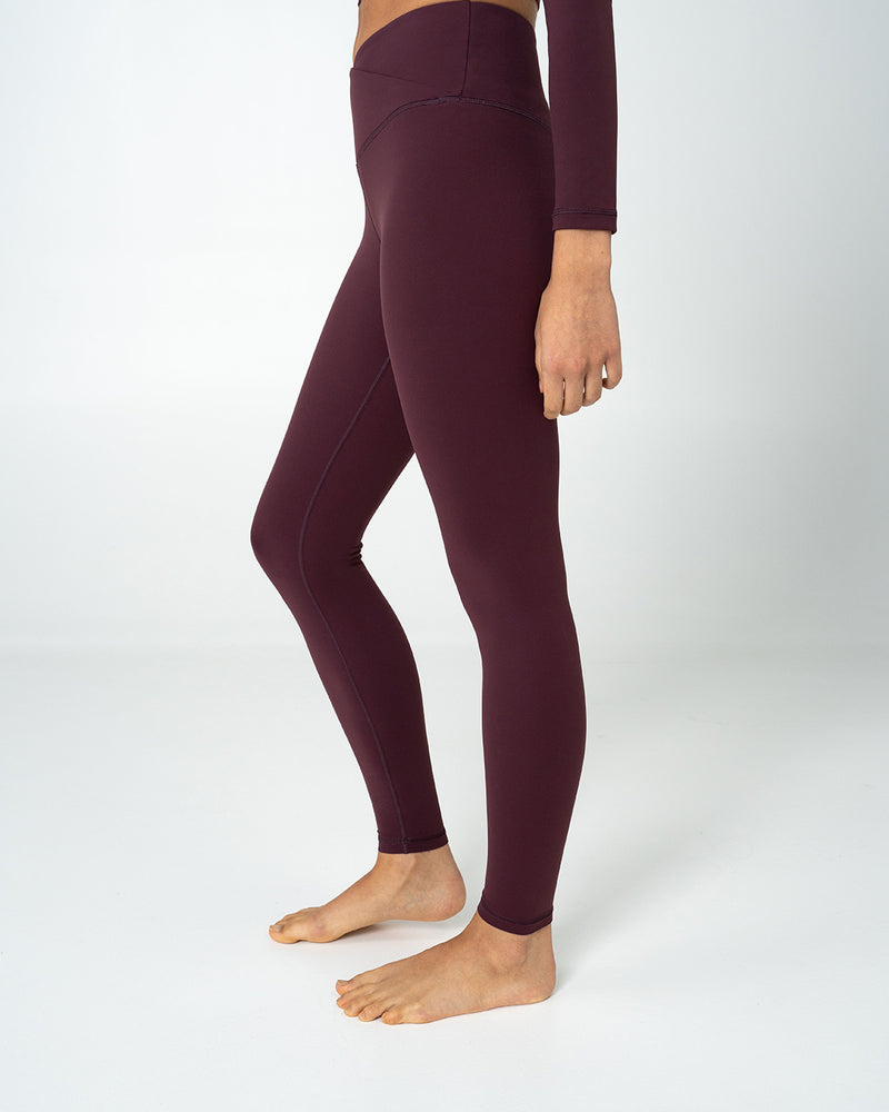 Essential Crossover High Waist Tights Dark Berry