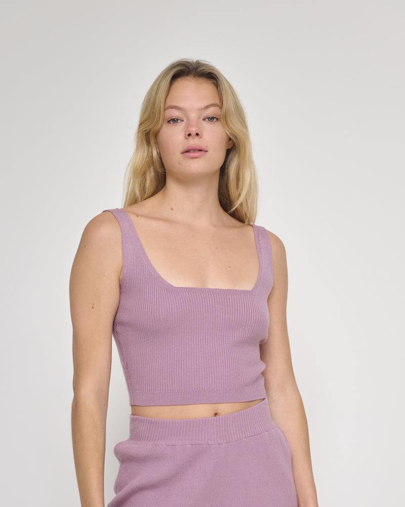 Knit Cropped Top Lavender Frost