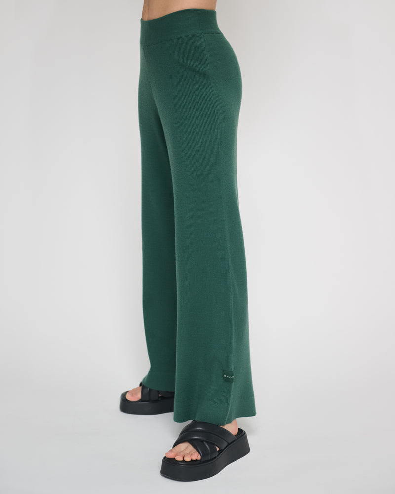 Knit Wide Leg Pants Dark Ivy