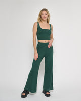 Knit Wide Leg Pants Dark Ivy