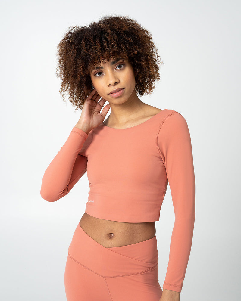 Essential Cropped Longsleeve Coral Pink