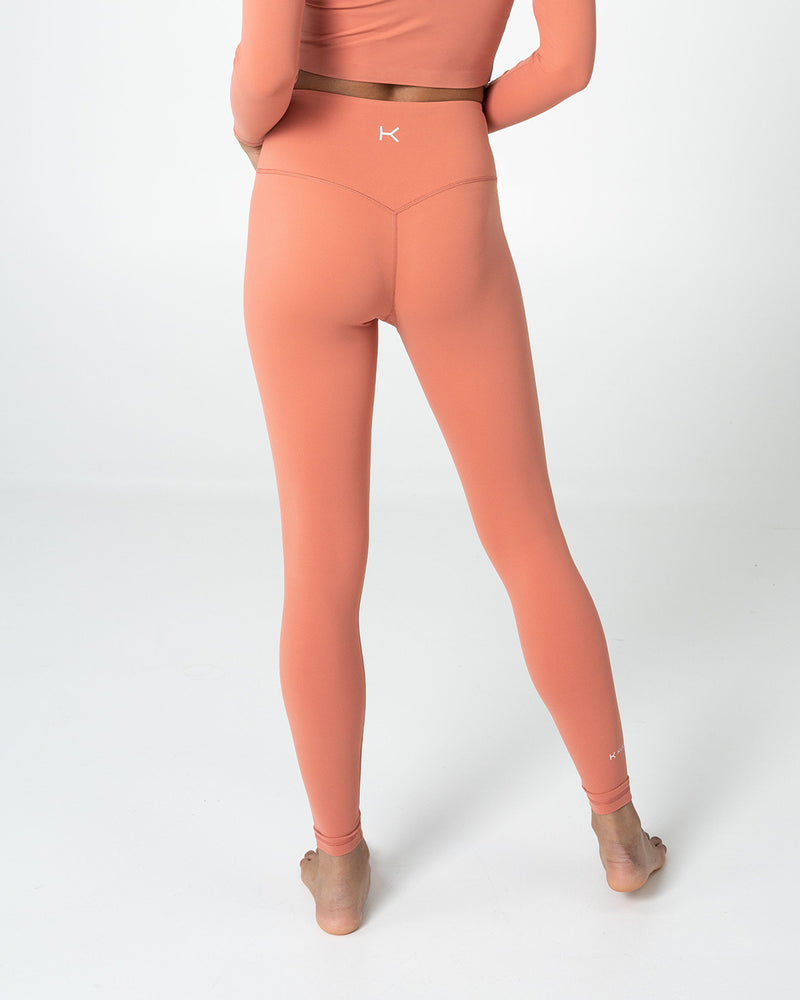 Essential Crossover High Waist Tights Coral Pink