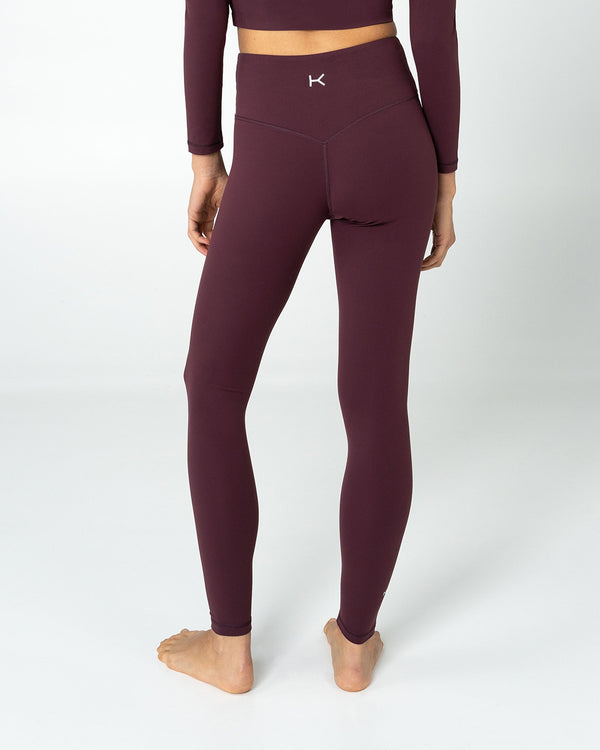 Essential Crossover High Waist Tights Dark Berry