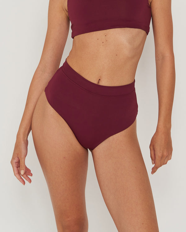 Bikini Bottom High Waist Dark Berry