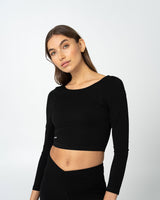 Essential Cropped Longsleeve Night Black