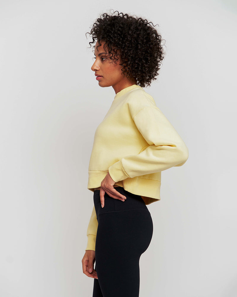 Essential Cropped Sweater Pale Yellow