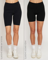 Essential Biker Shorts Night Black vs Essential Midi Biker Shorts Night Black