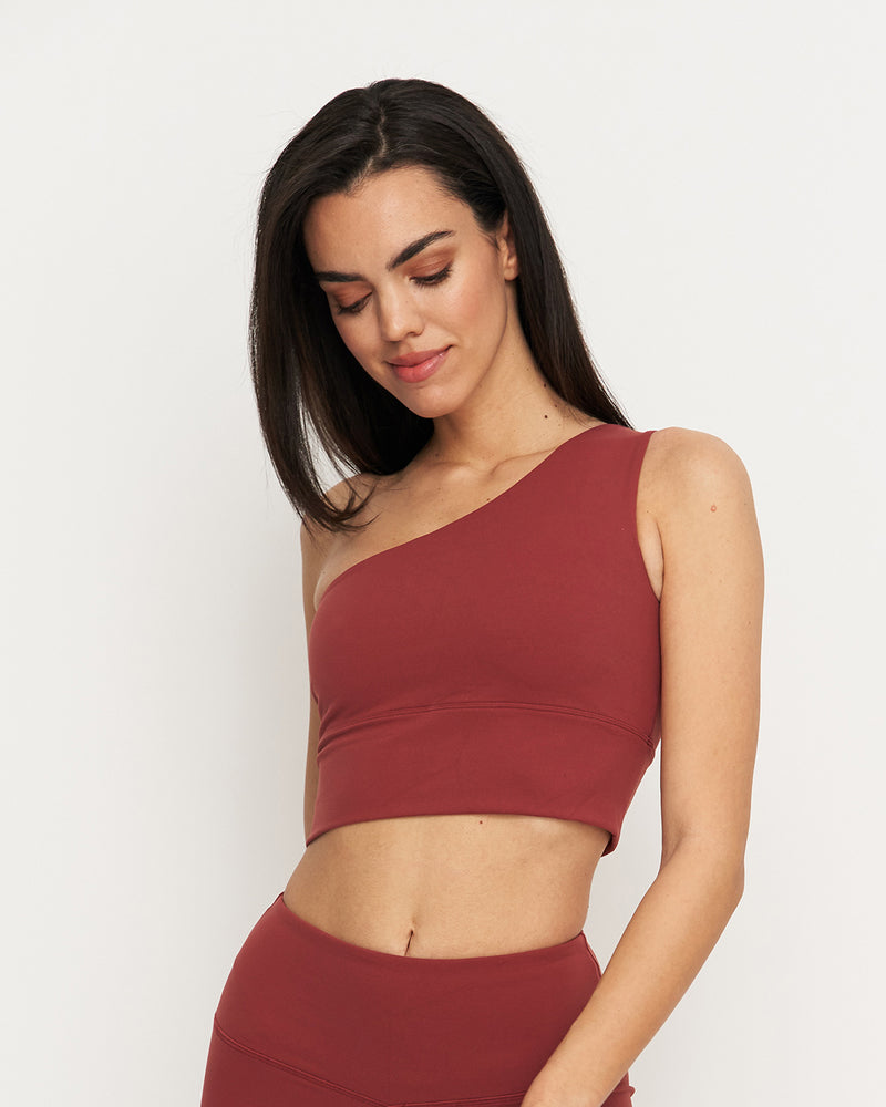 Essential One Shoulder Bra Marsala Red