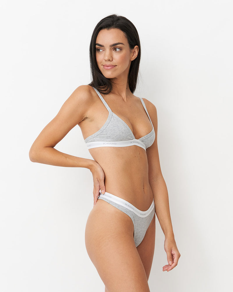 3er-Set Everyday High Cut Thong Light Grey