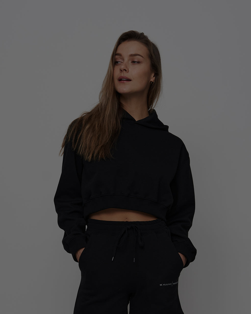 Haderlump Cropped Hoodie Night Black
