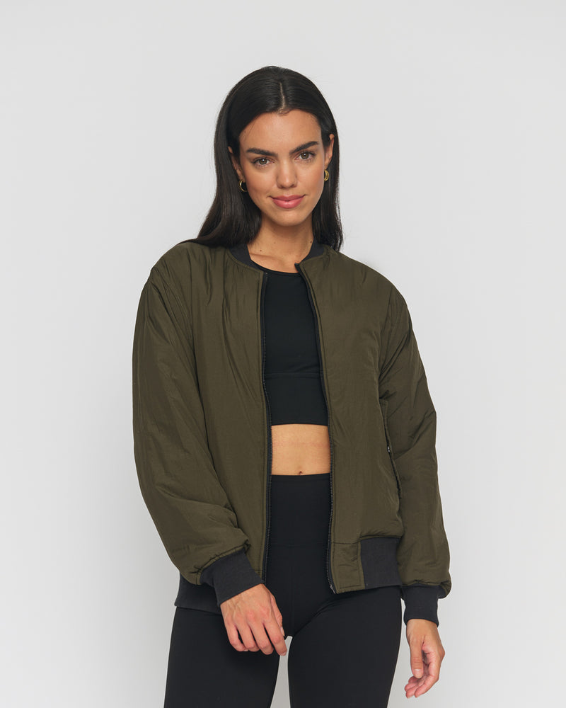 Reversible Bomber Jacket Night Black / Forest Green