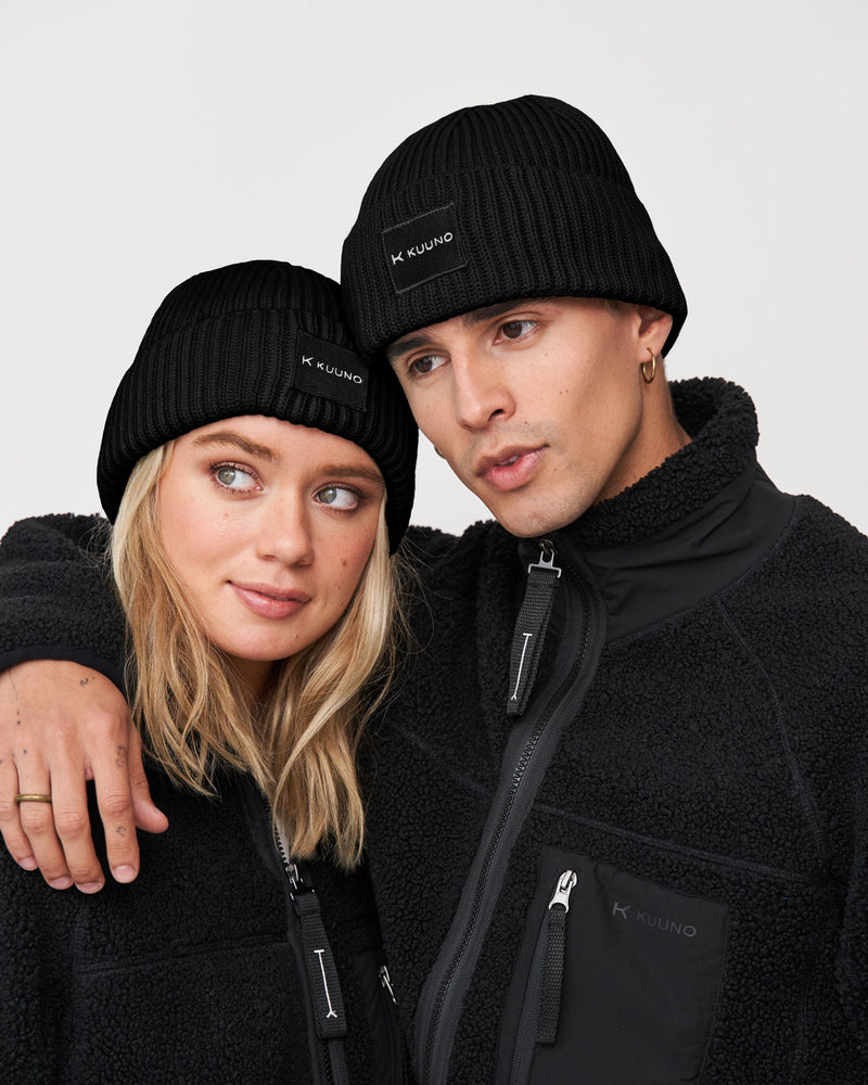 Ribbed Cotton Beanie Night Black