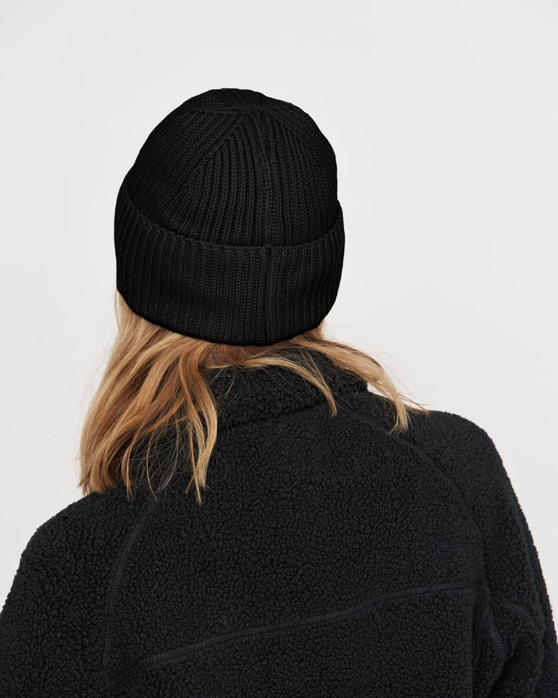 Ribbed Cotton Beanie Night Black