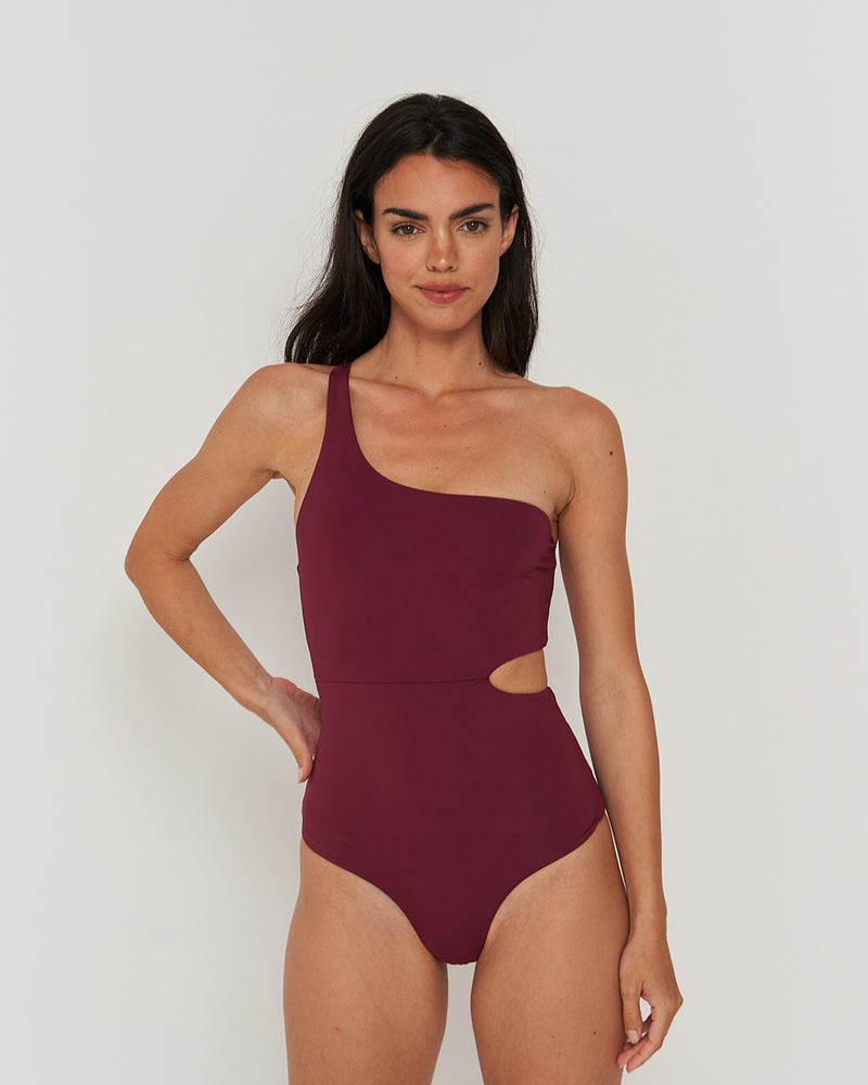 Swimsuit One Shoulder Dark Berry