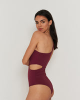 Swimsuit One Shoulder Dark Berry