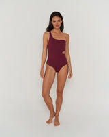 Swimsuit One Shoulder Dark Berry