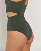 Swimsuit One Shoulder Forest Green