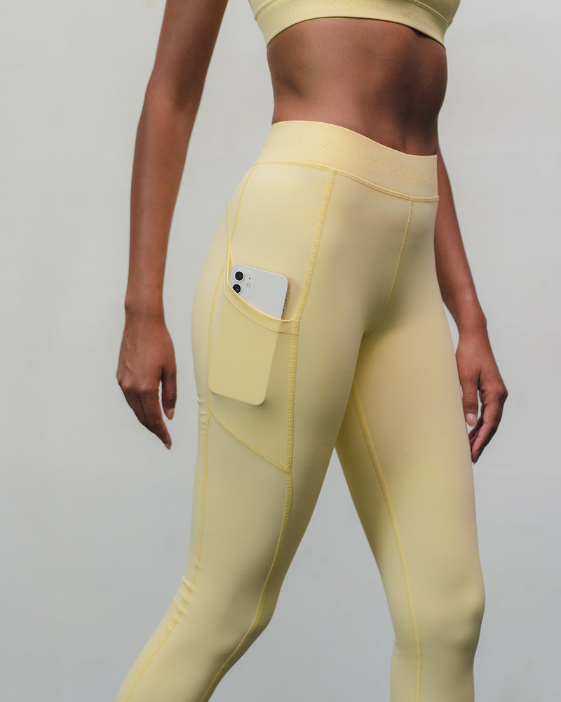 Dynamic High Waist Tights Pale Yellow