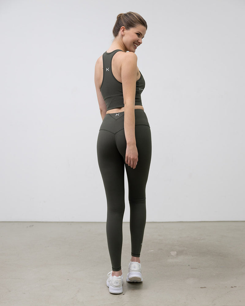 Kuuno Tall Essential High Waist Tights Forest Green